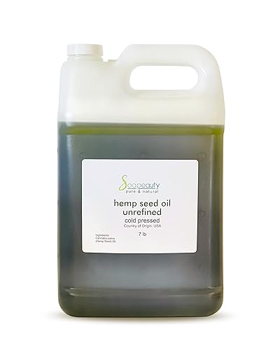 Soapeauty Aceite de semilla de cáñamo sin refinar prensado en frío | Masaje y aceite corporal | para la fabricación de piel, cara, cabello y jabón |