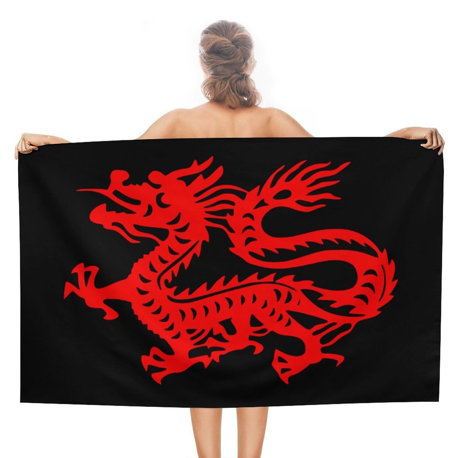 Nclqvjxzkhw Women's Style Chinese Magic Dragon Beach Towel For Adults Lightweight Bath Towels Swim Travel Gym Sports 130×80Cm