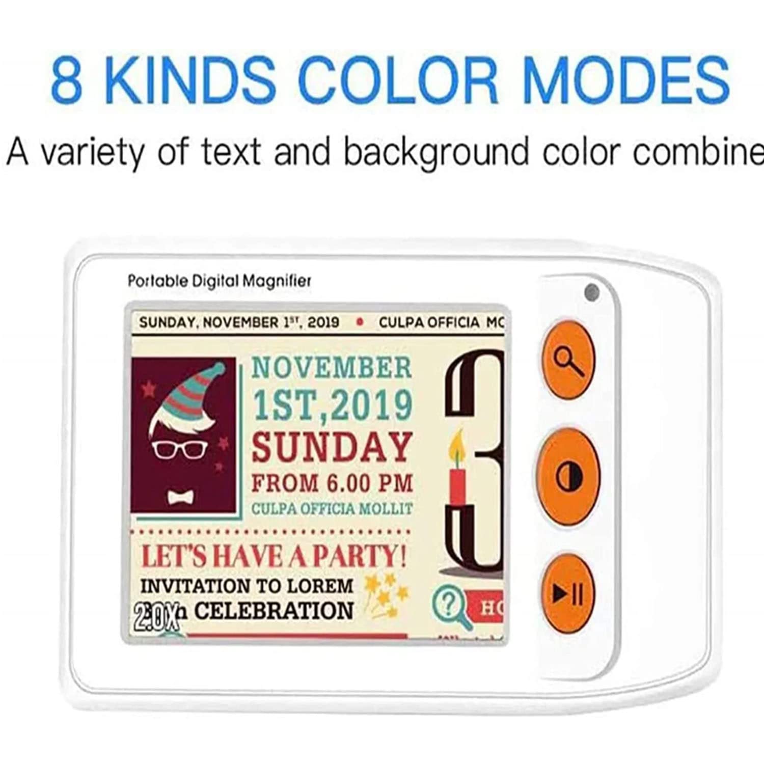 Lupa Digital, Lupa de Ayuda de Lectura Electrónica Portátil de Mano de 3.5", Enfoque Automático, Aumento 2X-25X, 8 Modos de Color, Lupa de Lectura para Letras Pequeñas Y Baja Visión,White