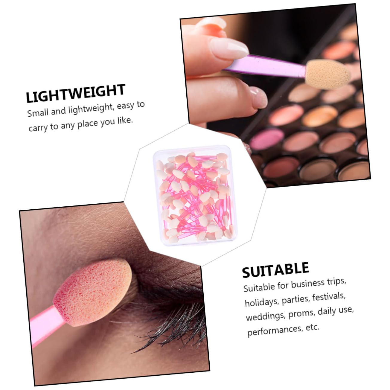 Baluue 50pcs Double-ended Latex Eye Shadow Sticks Makeup Applicator for Eyes Face Lips