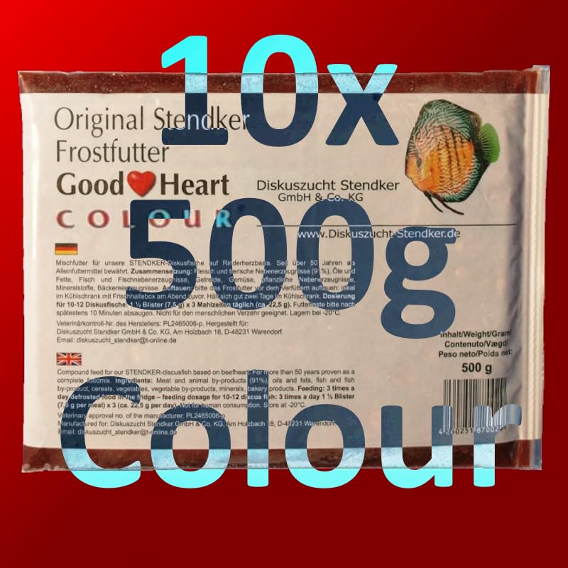 Stendker - Alimento anticongelante original (5 kg, 10 unidades GoodHeart 500 g Colour+ 1 Stendker Tropical! Comida para disco siempre fresco: directo de fábrica