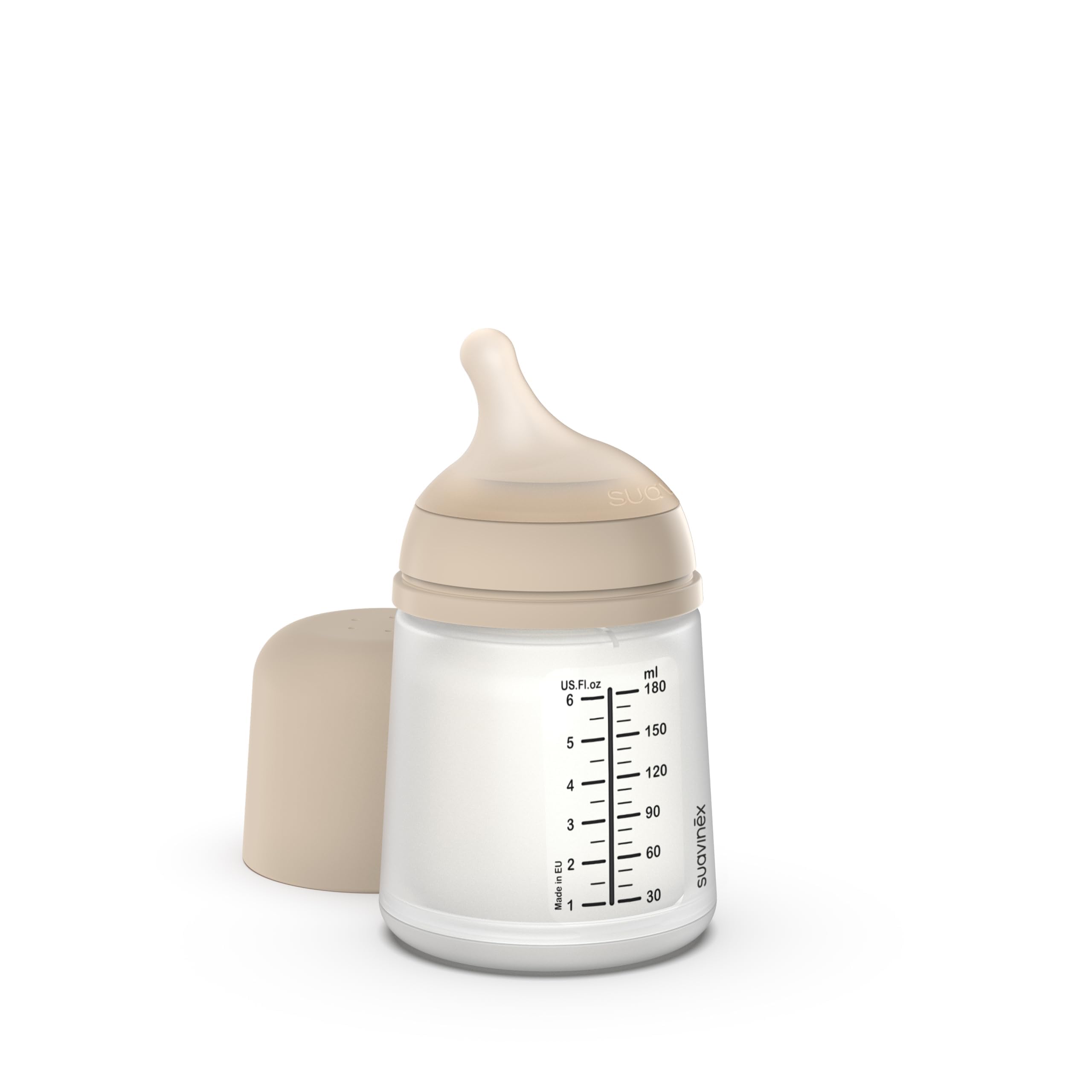 SuavinexZero Zero Zero Anti-Colic Baby Bottle with Adjustable Silicone Teat (A), for Babies from 0 Months and Newborns, Especially for Breastfeeding, Breast Milk and Infants, 180 ml, Light