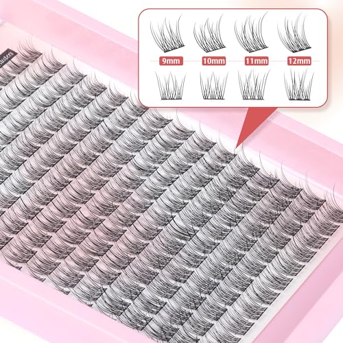 Wispy Lash Extension Kit 180Pcs Natural Cluster Lashes DIY Eyelash Extension Kit Fluffy C Curl Individual Lashes with Lash Bond and Seal and Lash Tweezers Lashes Individual Cluster - Image 3