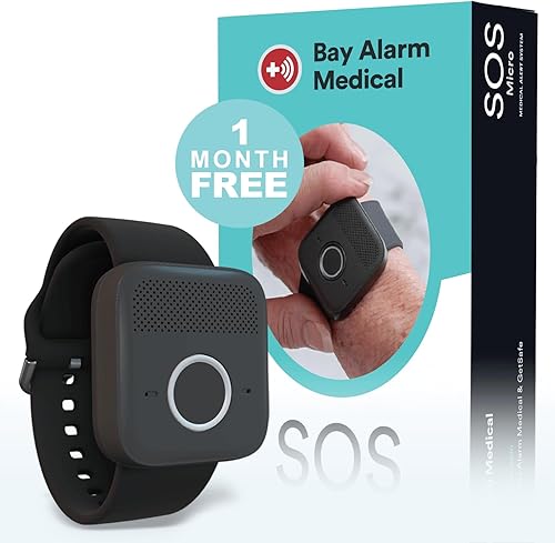 Bay Alarm Medical SOS Micro - Alerta médica 247 con detección de caídas opcional para personas mayores - Llamada para activar - Seguimiento de