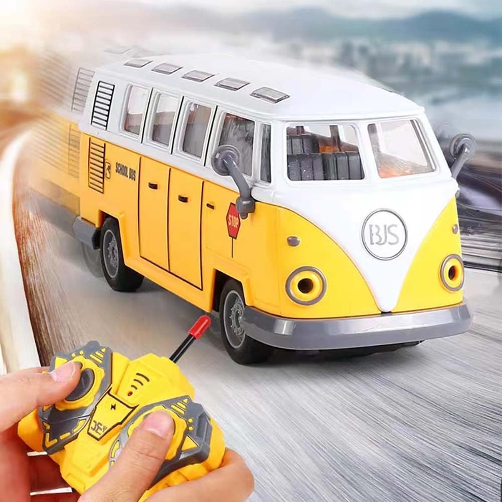 RC School Bus for Kids - Remote Control Toy Classic School Bus with LED Lights, 1:30 High Simulation 4 Channel City Bus Vehicle, Christmas Birthday Gift for Kids Boys Girls Age 3-6