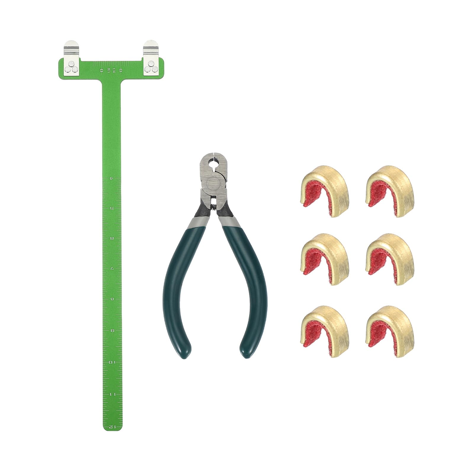 sourcing map Archery Bow Square T-Shape Ruler Tool Nocking Points Pliers Set 33x9mm Turning Bow String Knock Kits for Recurve Compound Bowstrings Archery Accessories (Green)