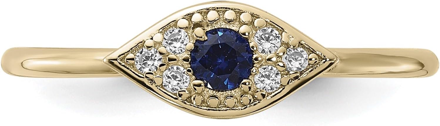 Diamond2Deal Sterling Silver Gold-tone Synthetic Blue Spinel Cubic Zirconia Evil Eye Ring - Image 5