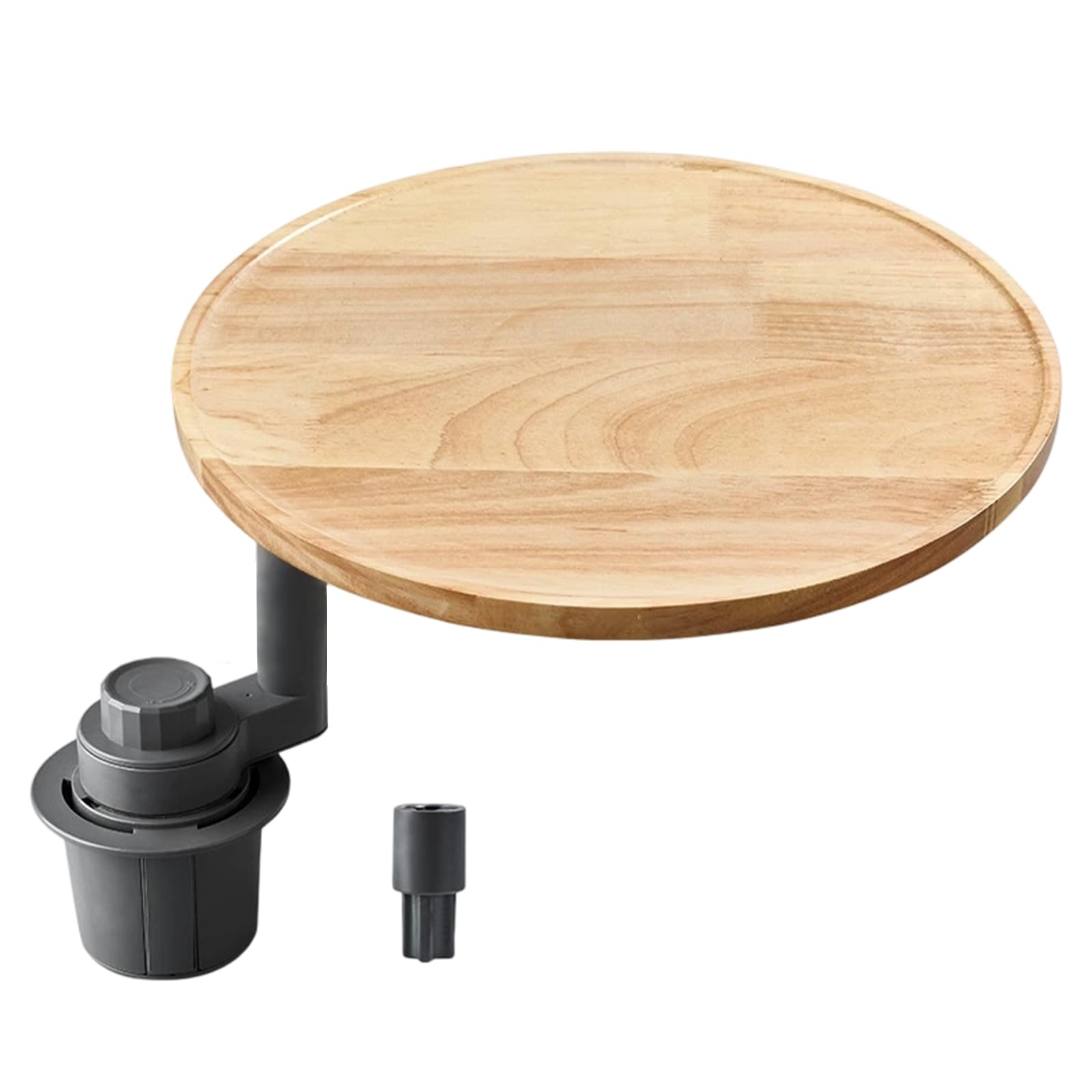 Autotisch aus Massivholz, 360° drehbar, passend für Getränkehalter (6,5–9 cm), 33×28 cm oder Ø33 cm, 1,3 cm dick, mit erhöhtem Rand, für Essen, Arbeit & Make-up im Auto (Ø33 cm)