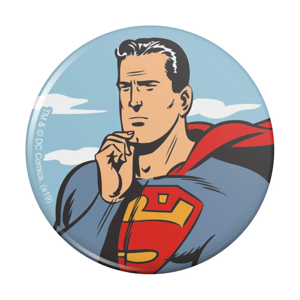 Superman Thinking Pinback Button Pin