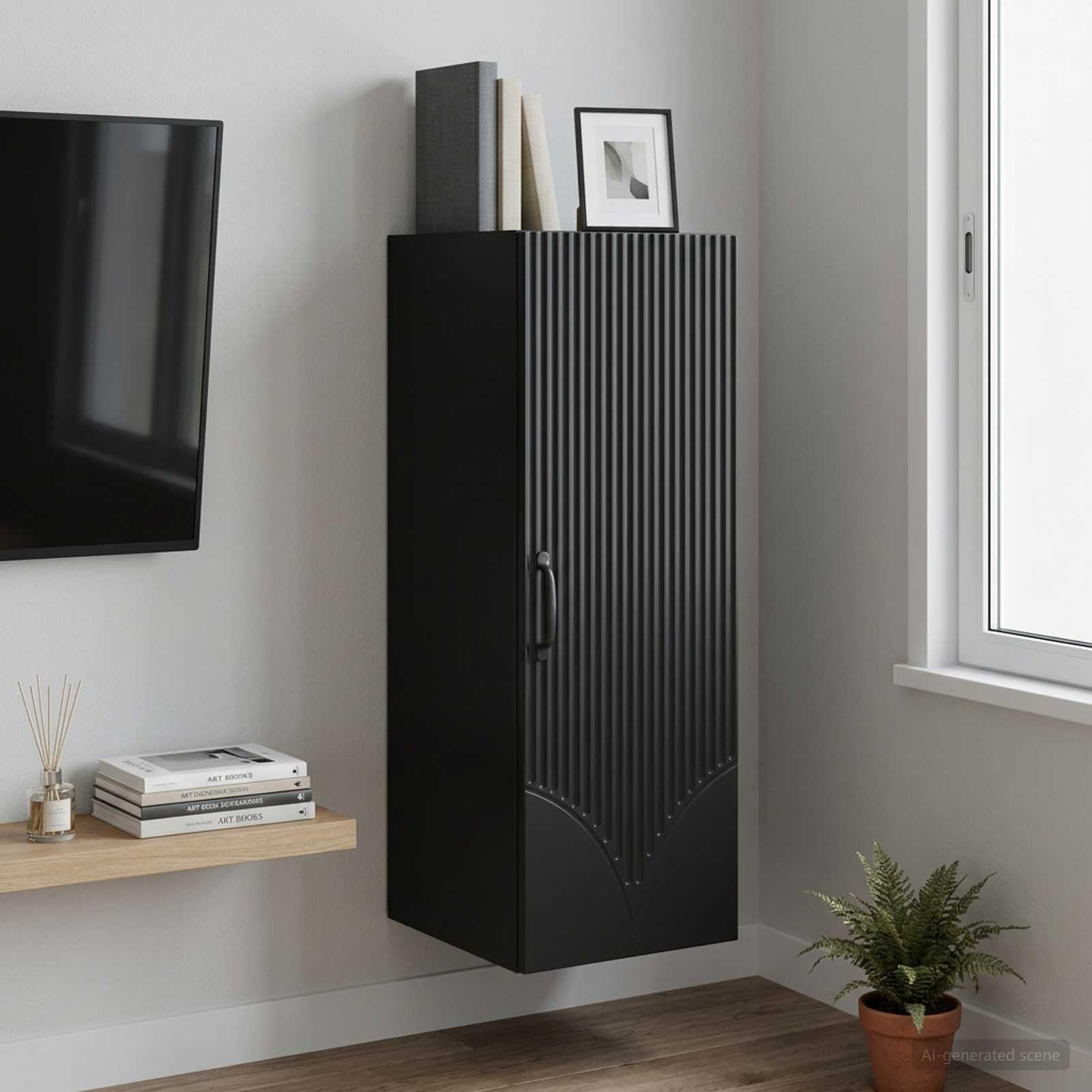 Armoire murale noire 33 x 34,5 x 90 cm en bois