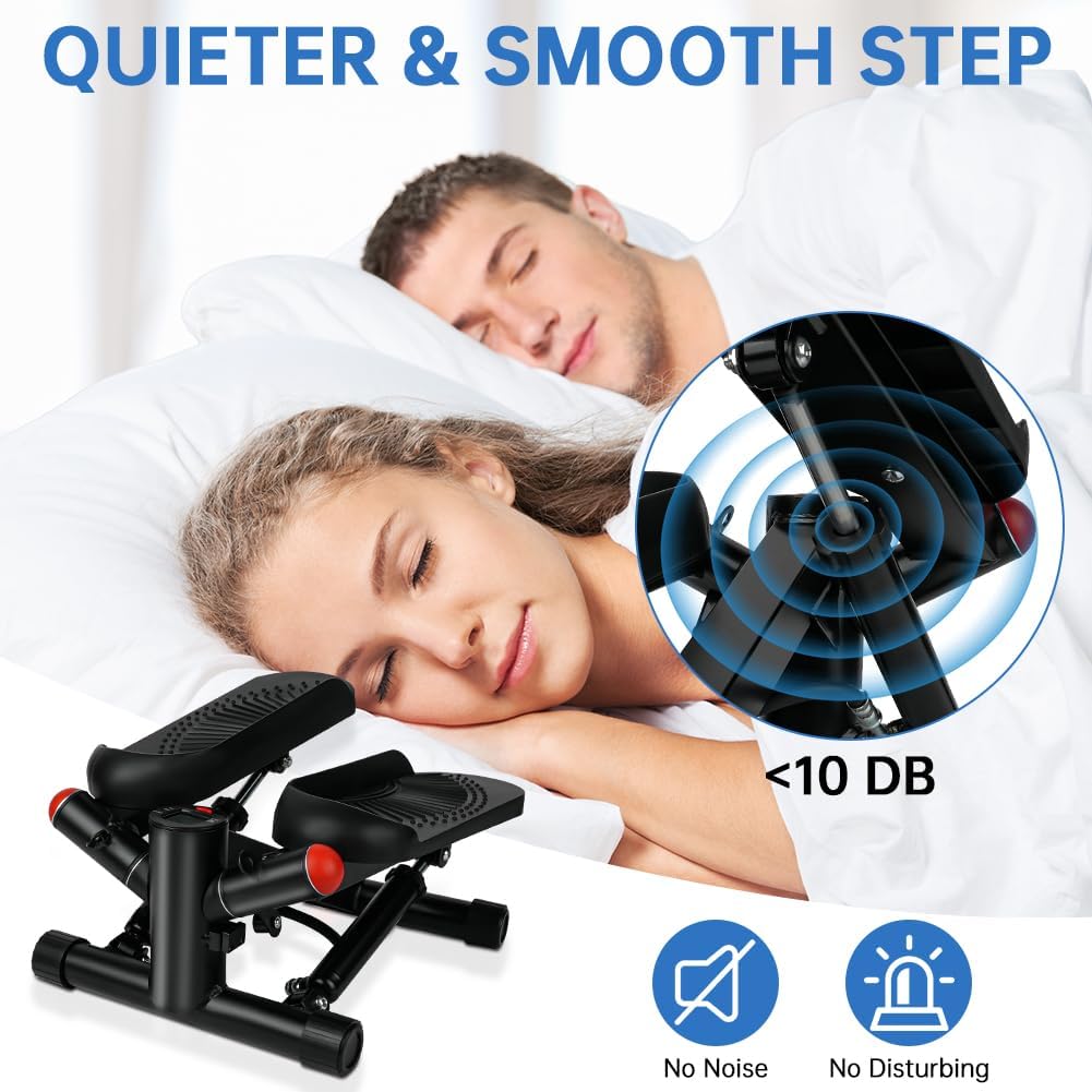 Flintronic Swing Stepper, mini stepper 2 w 1, stepper do góry w dół, stepper z paskami treningowymi i wyświetlaczem LCD, Stepper Fitness do treningu fitness Cardio nogi brzuch biodra, dom siłownia