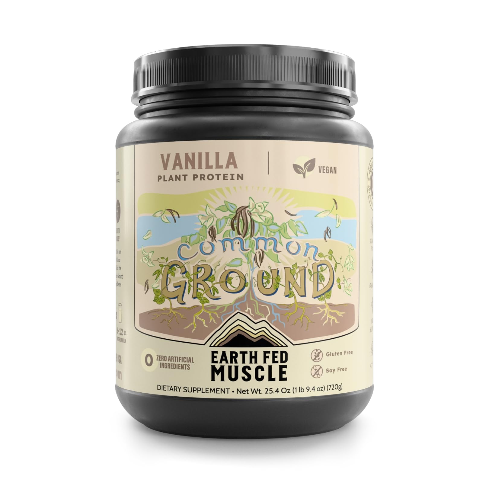 Earth Fed Muscle Proteína vegetal orgânica de ervilha, cânhamo e goji sabor baunilha 0,79 kg