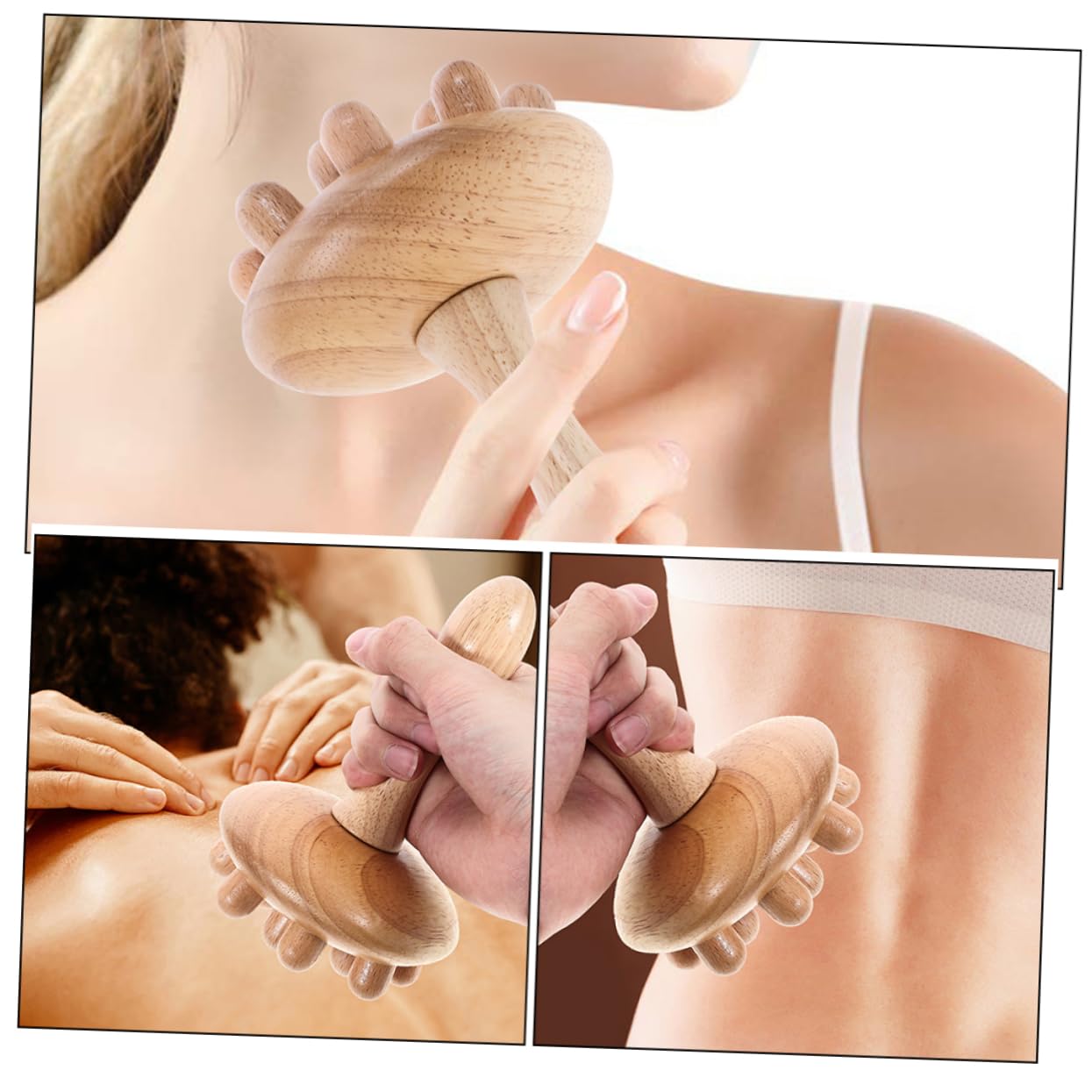 Beaupretty Peine Decorativo de Madera Beige Cuero Cabelludo Textura Suavizada y Función para Aliviar Dolores de Cabeza, Paquete de 2 Piezas Práctico y Delicado