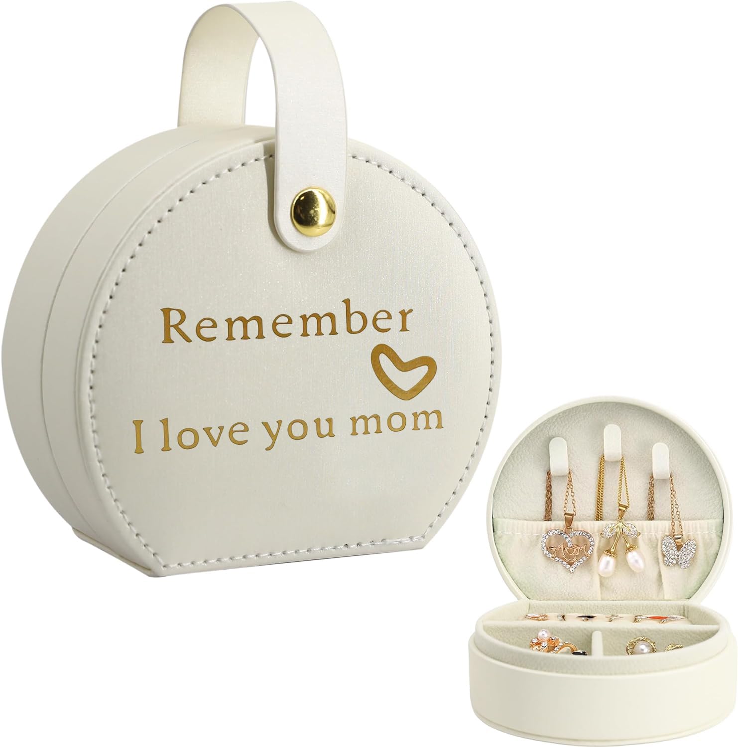 Boîte à bijoux demi-lune avec message sincère, idée cadeau fête des mères