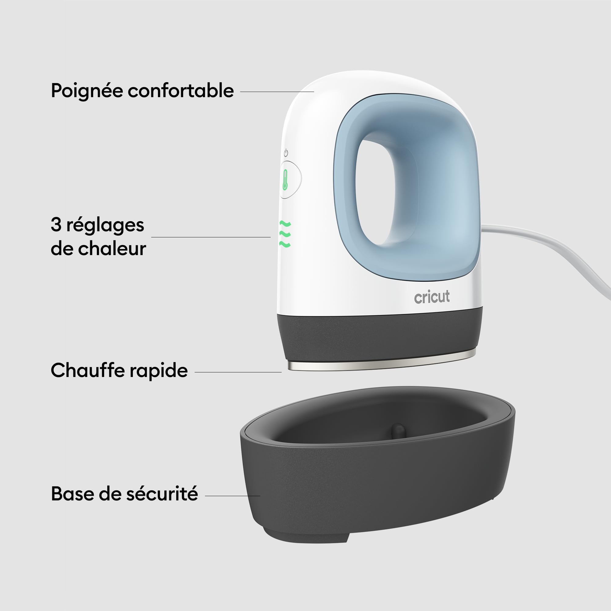 Cricut EasyPress Mini | Presse à chaud compacte pour vinyle thermocollant (HTV), produits Infusible Ink et de sublimation | Bleu zen