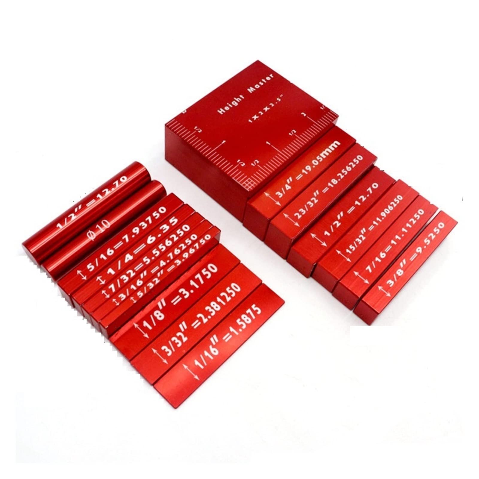 CVFRDD Gauge Block Set 17pcs Setup Blocks Height Gauge Set Precision Aluminum Bars For Router And Table Saw Accessories 1/16" Woodworking Up(17Pcs)
