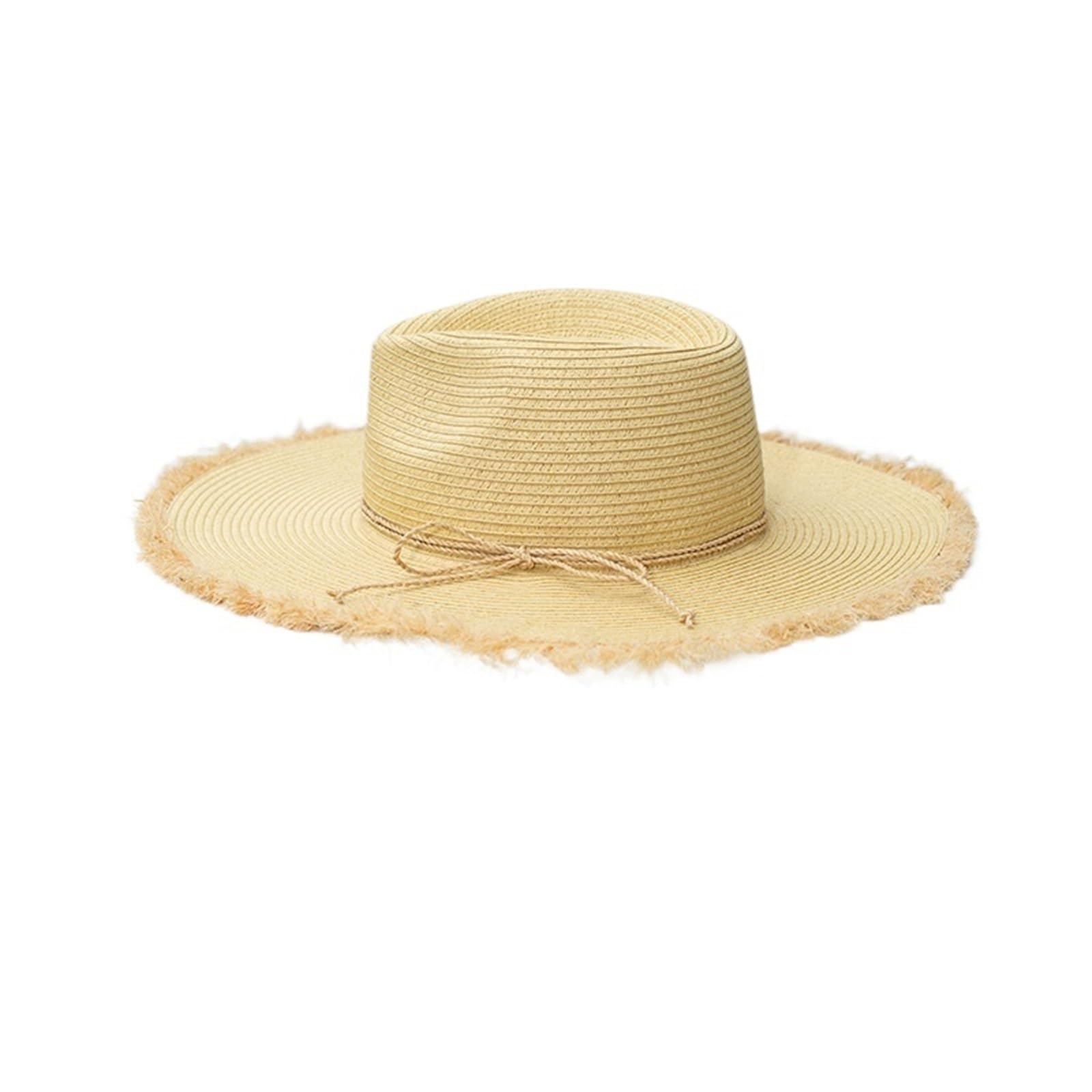 Sombrero de rafia con borde de ala grande para mujer, verano, playa, vacaciones, protección UV
