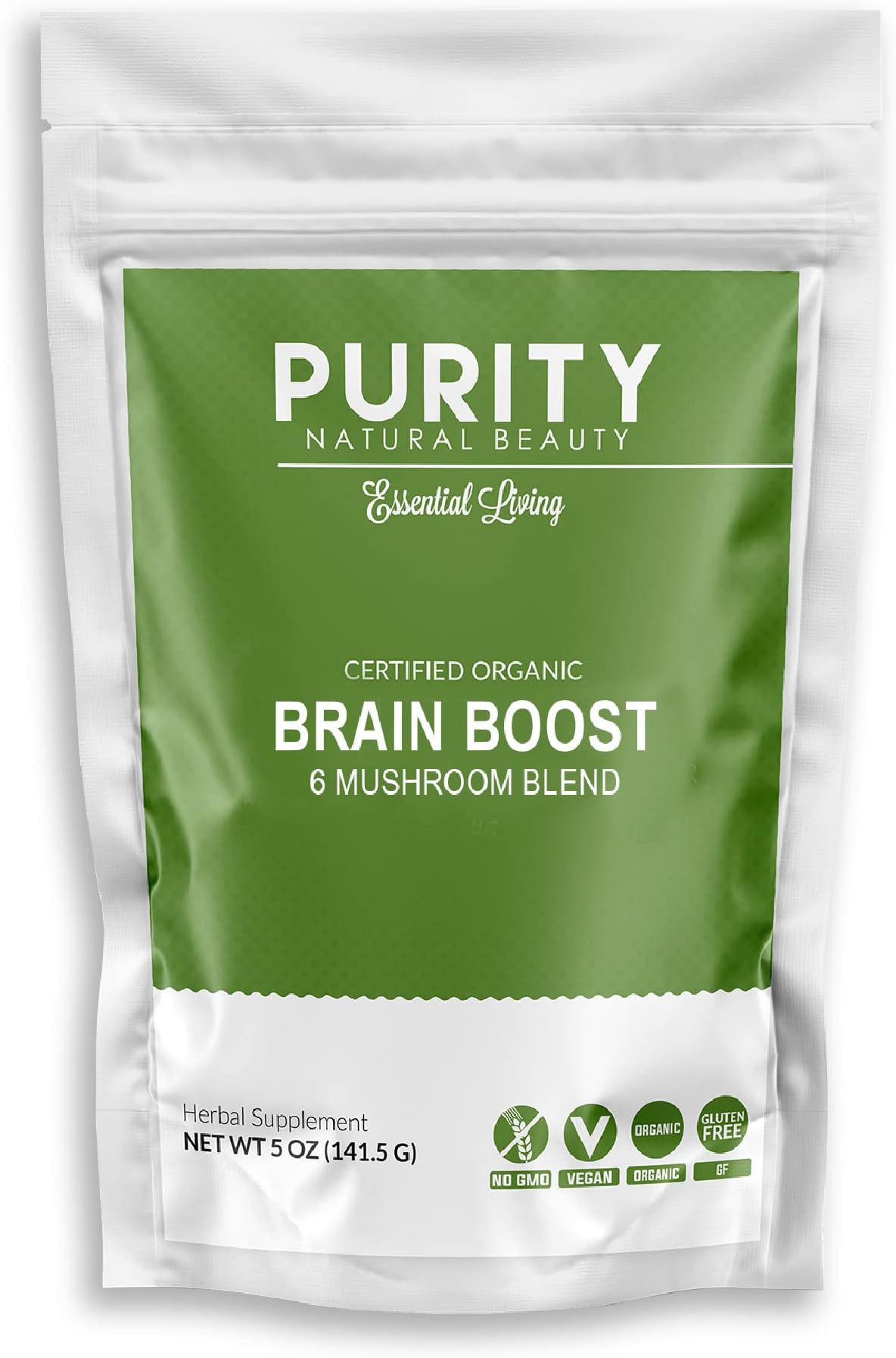 Brain Booster Nootropic (5 Ounce Bag) - 6 Superfood Herb and Mushroom Extract (5 OZ)