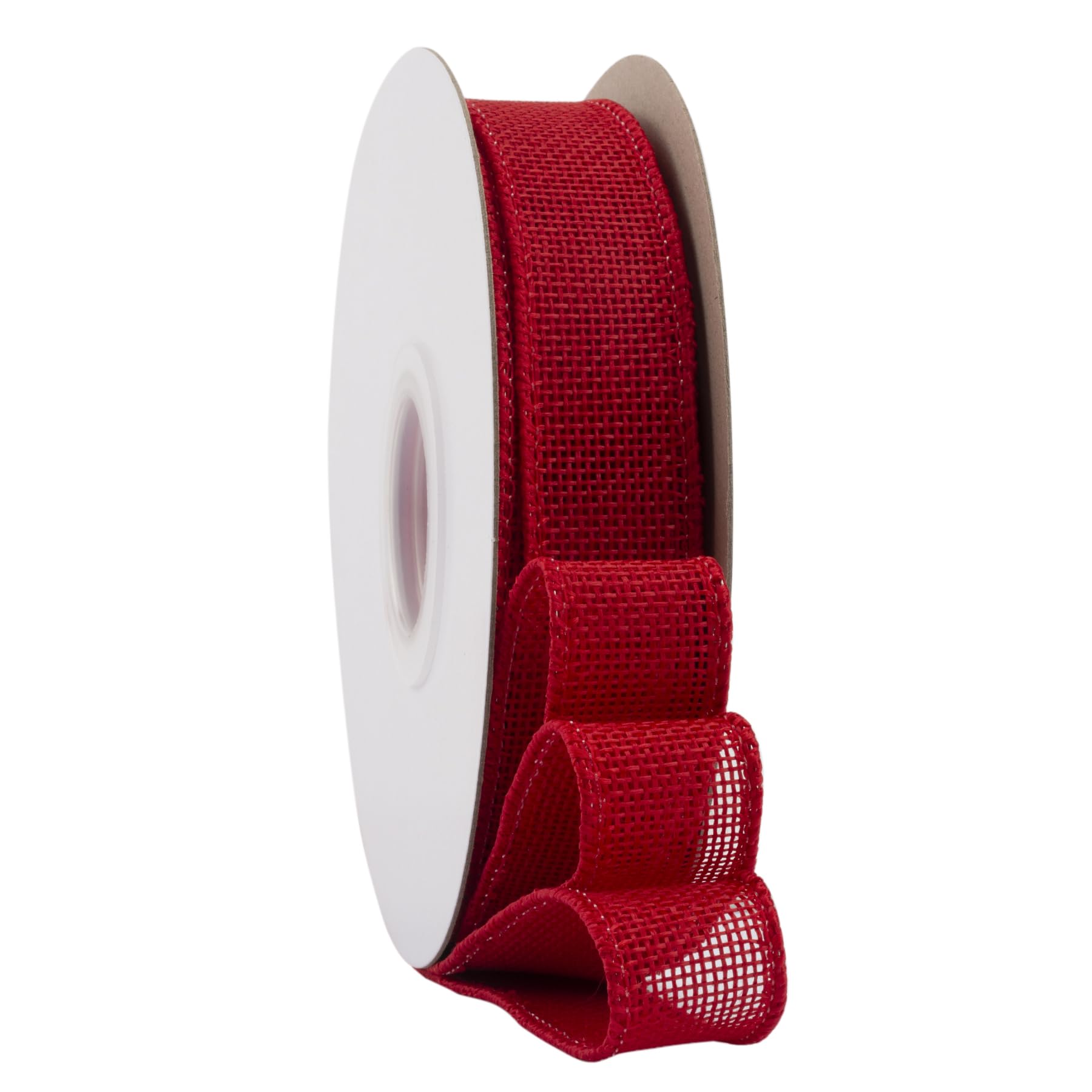 Ribbonitlux Red Burlap Wired Ribbon, 25mm x 18 Meters, Wired Edge Burlap Ribbon for Gift Wrapping Big Bow, Wreath