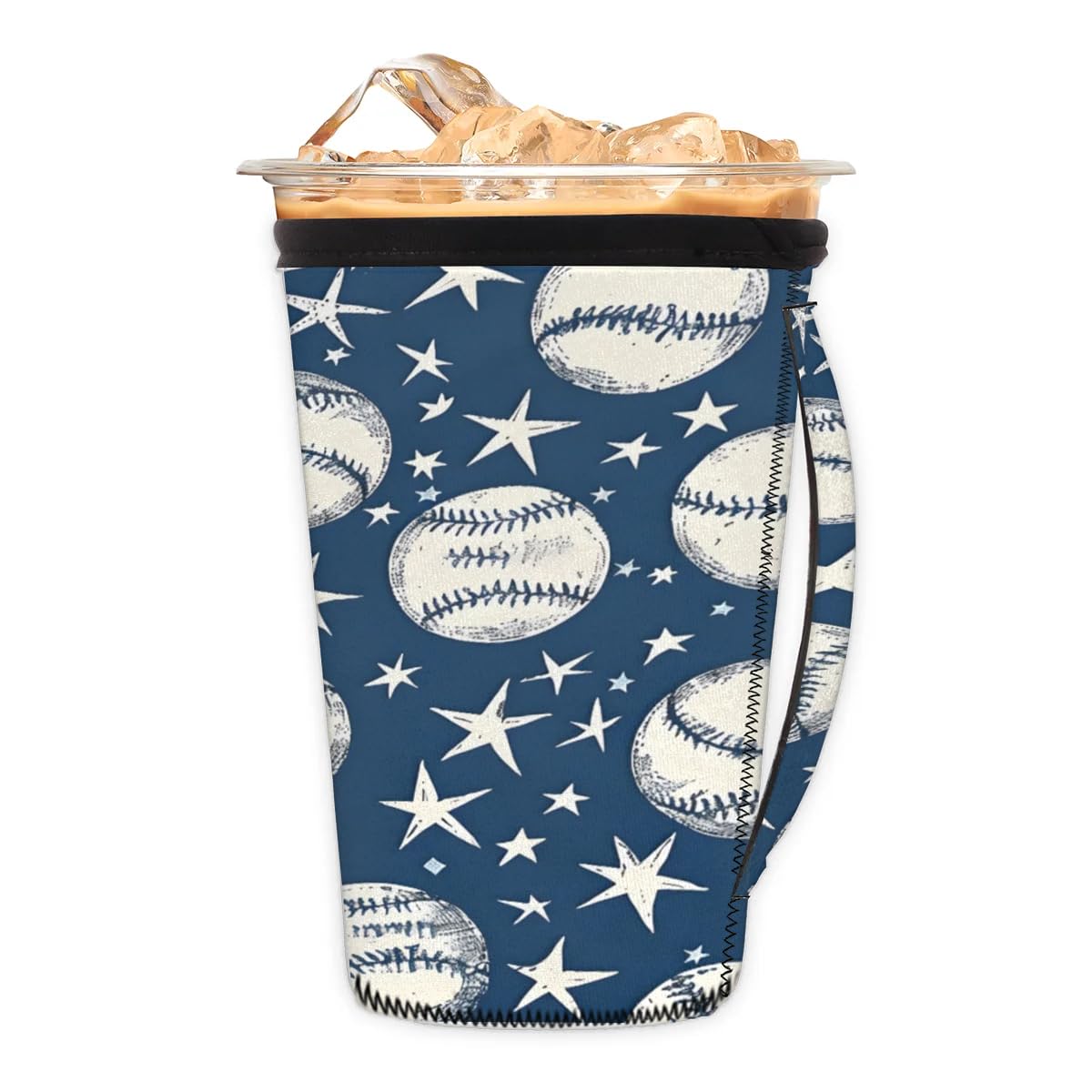 Baseball Stars Vintage M Reusable Iced Insulator Coffee Sleeves Neoprene Insulated Sleeves With Handle Coffee Sleeves for Iced Coffee Cups Drinks