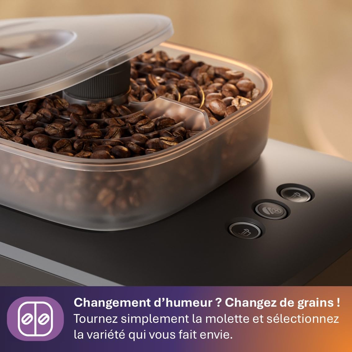 Machine à expresso Philips Baristina Variety - Bac à grains Double compartiment, Broyeur intégré, 16 bars, Nettoyage facile, Expresso et Lungo, noir/porte-filtre noir (BAR320/60)