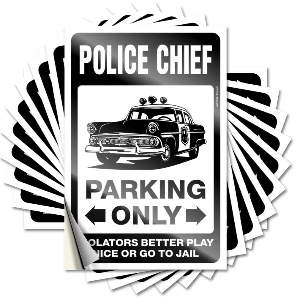 Fzfn Colour Small, Decal Funny Hat Quote Stickers, Half No Residue Decals For Luggage | Gamer Party Favor Custom Police Chief Parking Only(12X18cm)