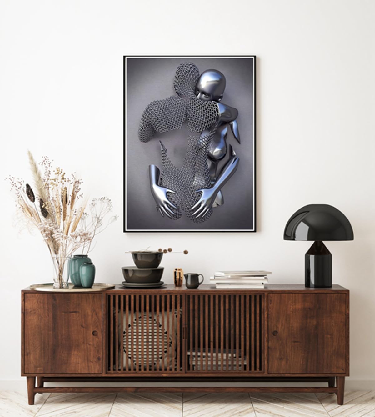 JNAOZI 3D Metal Figure Statue Canvas Painting Lovers Sculpture Poster Abstract Poster African Woman Canvas Picture Poster Frameless (Poster 04.30 x 40 cm x 3 Pieces) - Image 4
