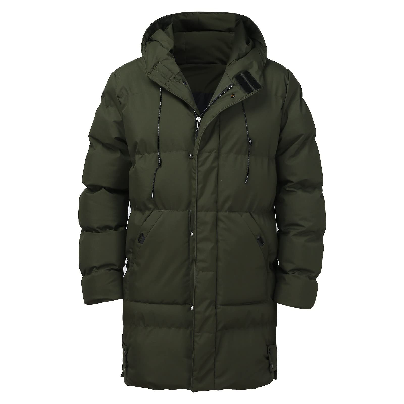 Abrigos de invierno para hombre Chaqueta Casual Sólido Bolsillo con cremallera Manga Larga Abrigo con Capucha Cálido Cremallera Empalme Abrigo Extra Largo Hombre Abrigo Invierno