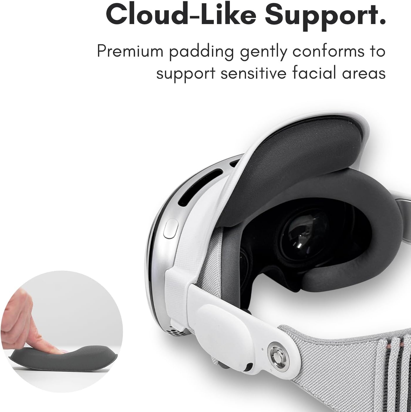 Macally Apple Vision Pro Head Strap - Comfortable for Long Use - Fits in Carry Case - Pressure Relief Apple Vision Pro Accessories