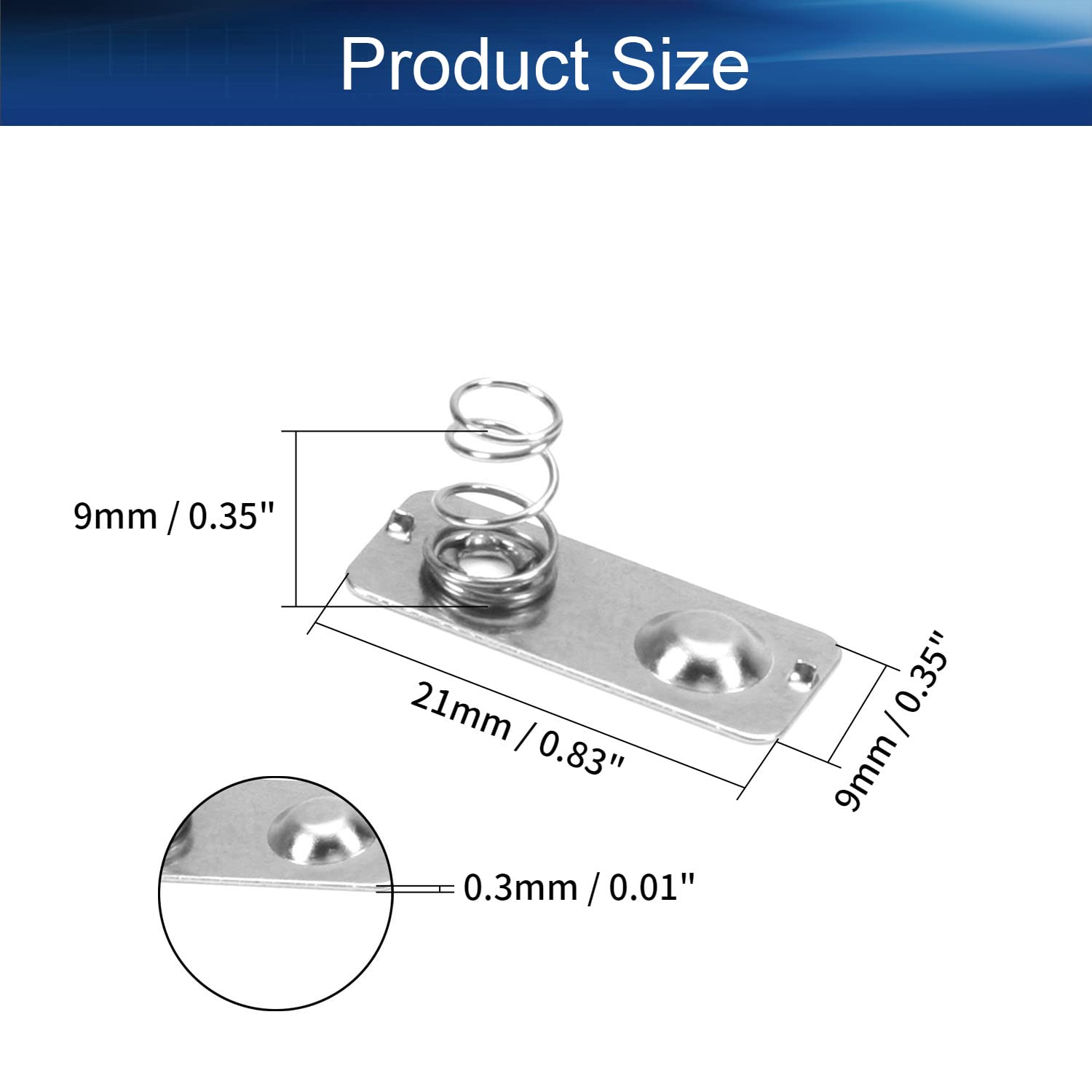 Heyiarbeit 20Pcs AAA Battery Negative to Positive Conversion Spring Contact Nickle Plated 21mm x 9mm for Battery Holder Parts Replacement