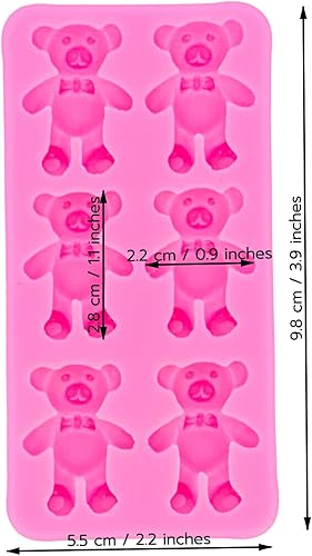 Miniatura 2 de Lindo oso de peluche 3D con moño, molde de silicona para hacer dulces, postres de goma de mascar, pudín de cristal, decoración de pasteles,