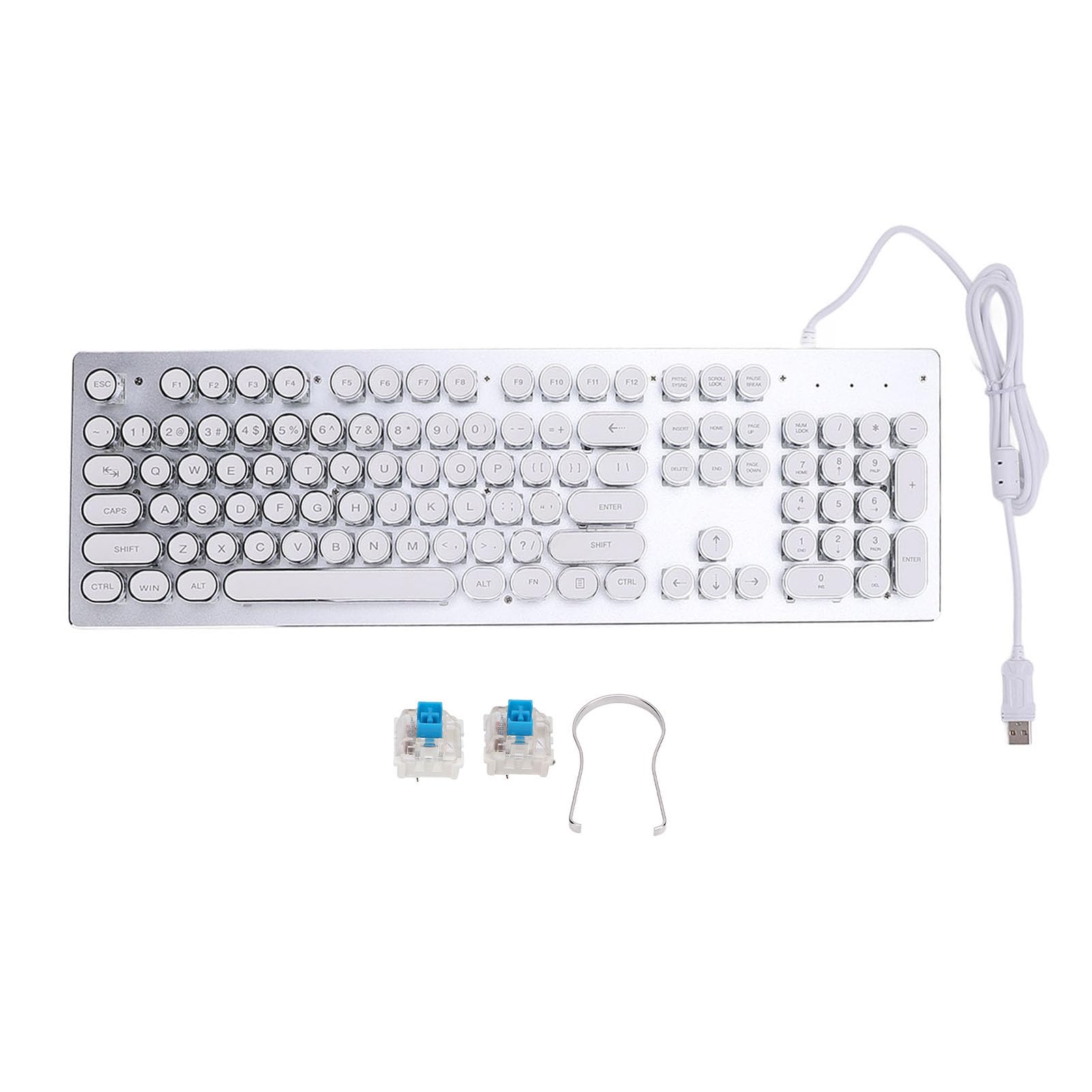 Generic Klawiatura do Gier, Przewodowa Klawiatura do Gier USB ze 104 Klawiszami do Komputera (WHITE)