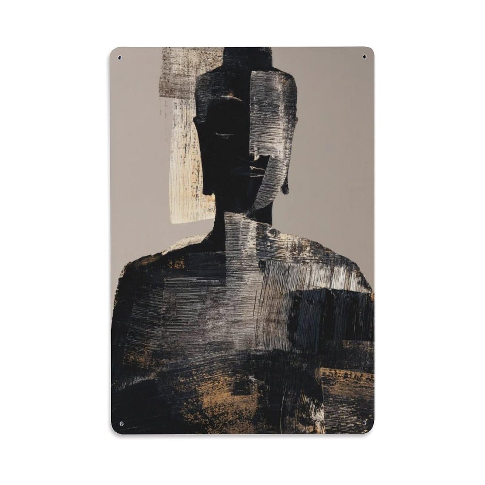 Traditional Chinese Heritage Culture Ink Figure Abstract Metal Tin Sign Plaque Wall Decor for Cafe, Man Cave, Club Bar, Office, Home Garden Round Metal Poster 8x12Inch