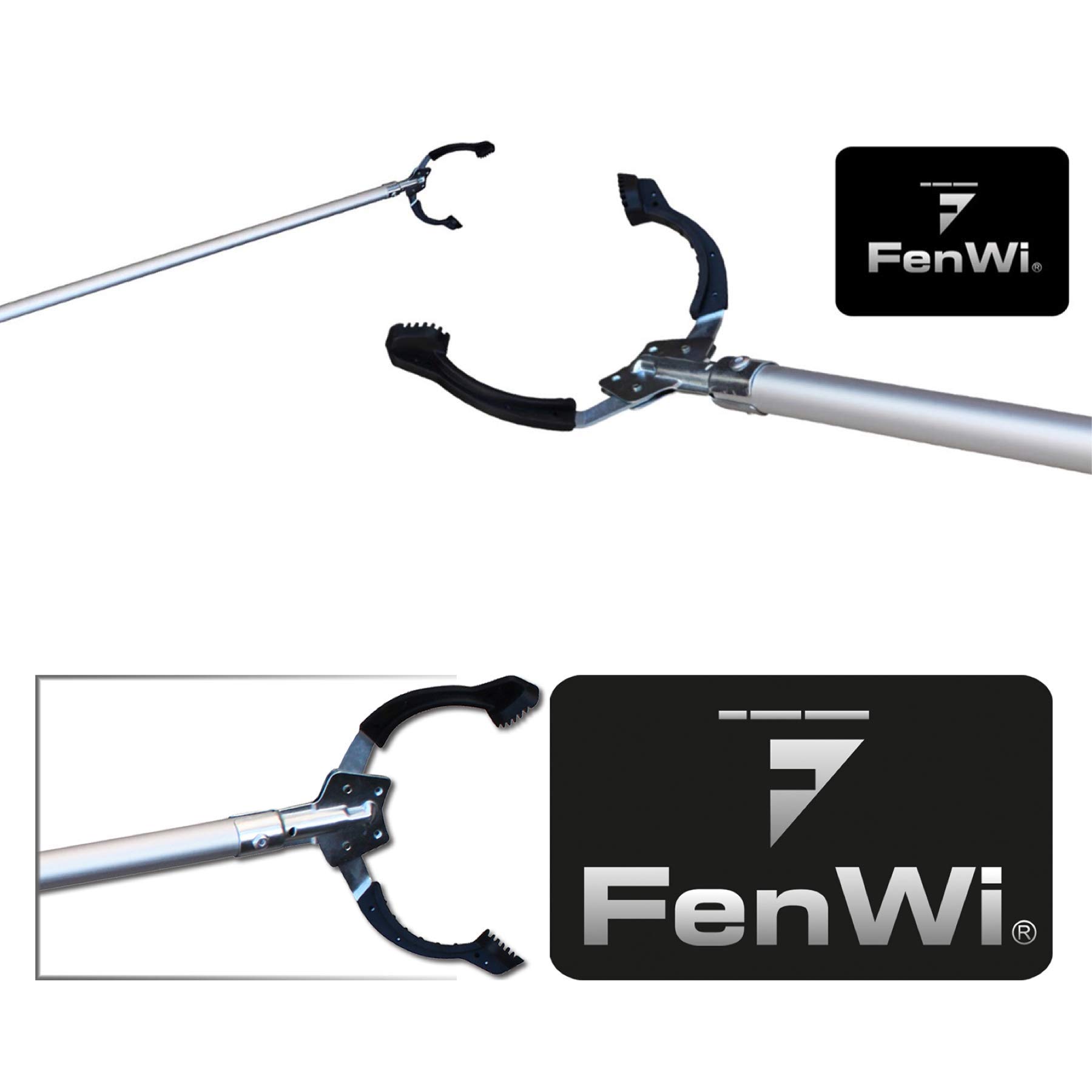 FenWi Multifunktions-Greifer I Müllzange I stabile und hochwertige Greifhilfe aus Aluminium als Greifzange I Greifarm für Haus Hof Garten Alltag I Gegenstände auf Distanz greifen