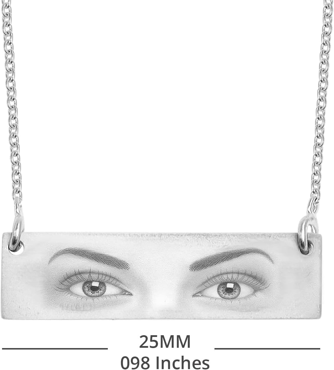 LeCalla 925 Sterling Silver Personalized Eyes Engraved Necklace Bracelet for Women | Customized Eyes Engraving Photo Pendant and Photo Bracelet |Custom Family Jewelry Gift for Birthday Anniversary