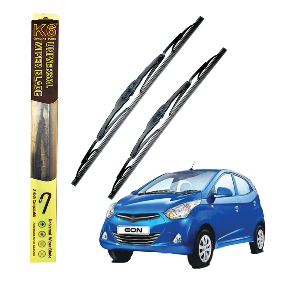 K6 Car Wiper Blade Set of 2 Pcs |Front Wind Shield | Size 22" & 14" Inches | Metal Frame | Universal Hook | Compatiable With Hyundai Eon| Honda City Zxi| Mg Comet Ev-image-17