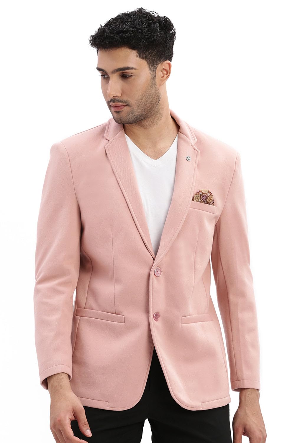 showoffff SHOWOFF Men's Solid Notched Lapel Beige Single Breasted Blazer-EX-Metty_Beige-picture-24