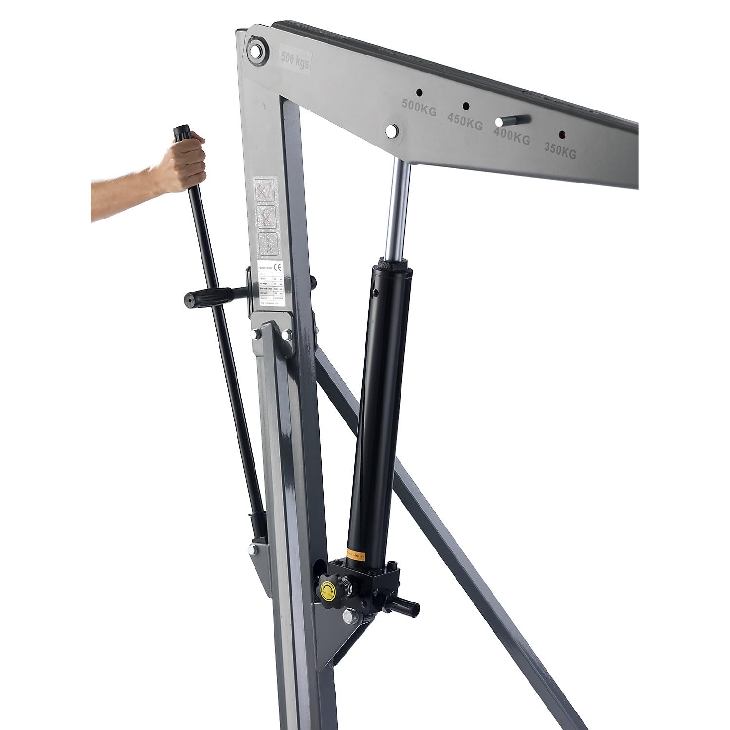 eurokraft basic | Grúa de taller GREY | carga máx 500 kg | bastidor rodante paralelo | sistema.