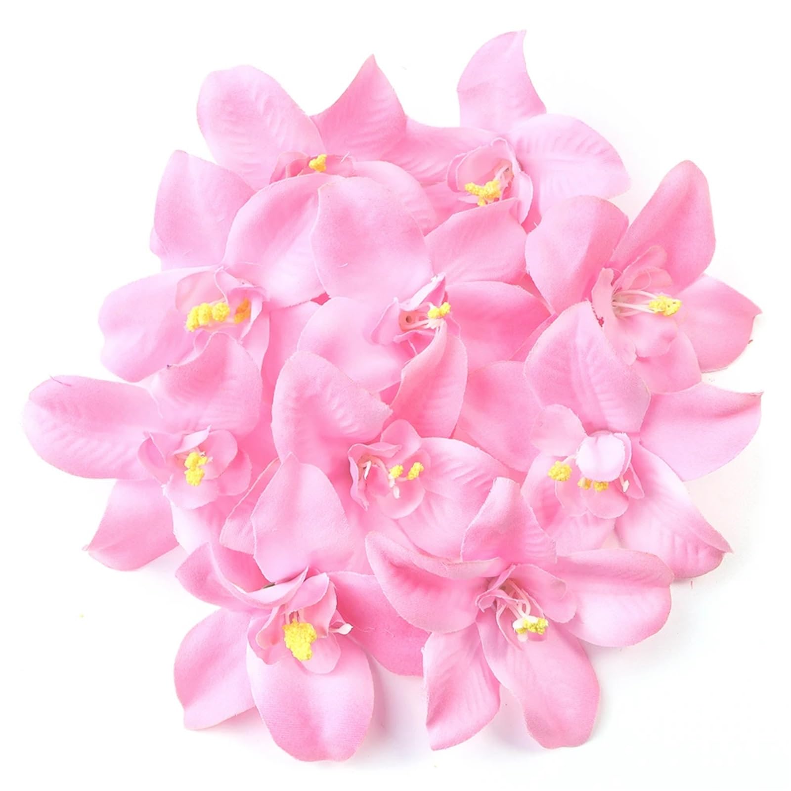 Wtaxbh Pink Iron On Patches 20Pcs/Lot Artificial Flowers Head Colorful Fabric Orchid For Diy Wedding Party Craft Home Decoration Accessories(Pink)
