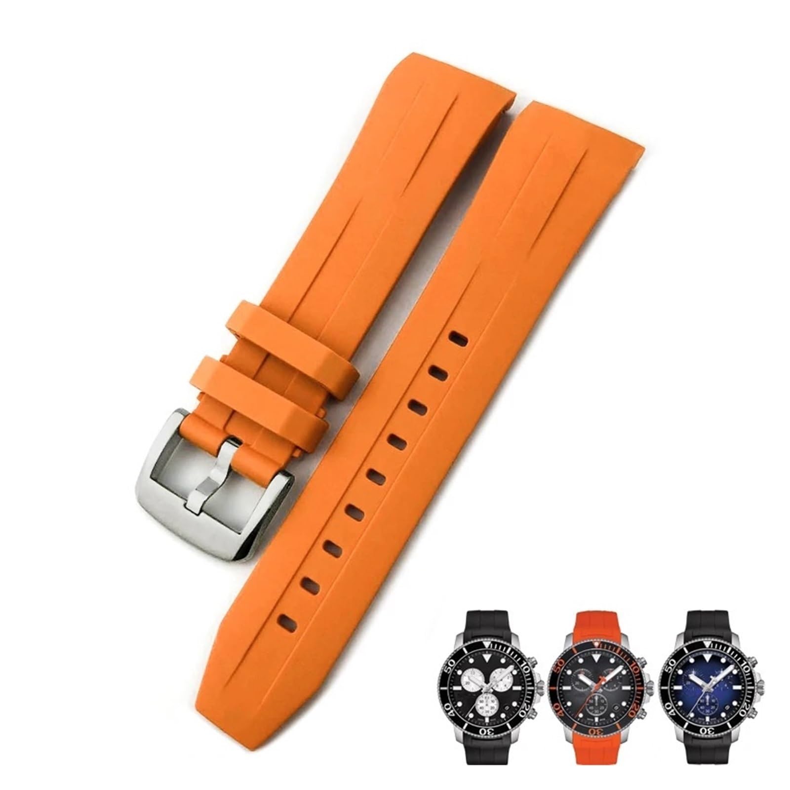 21 mm 22 mm gumowy pasek do zegarka pasujący do Tissot T120417 T120407 SEASTAR sportowy pasek do zegarka nurkowego czarny pomarańczowy
