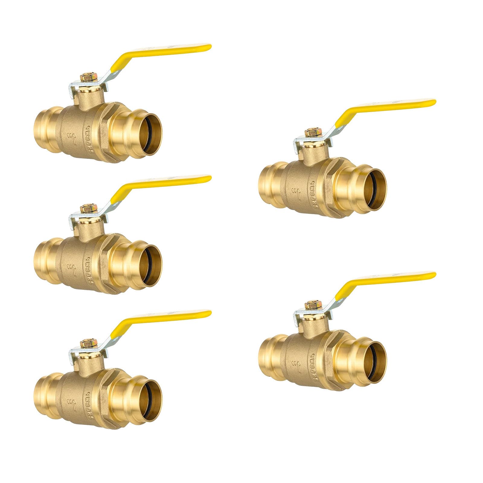 Valvola a sfera a pressione da 1", confezione da 5 valvole di intercettazione con O-ring in EPDM, valvola a sfera di chiusura a quarto di giro in ottone per acqua calda e fredda, certificata