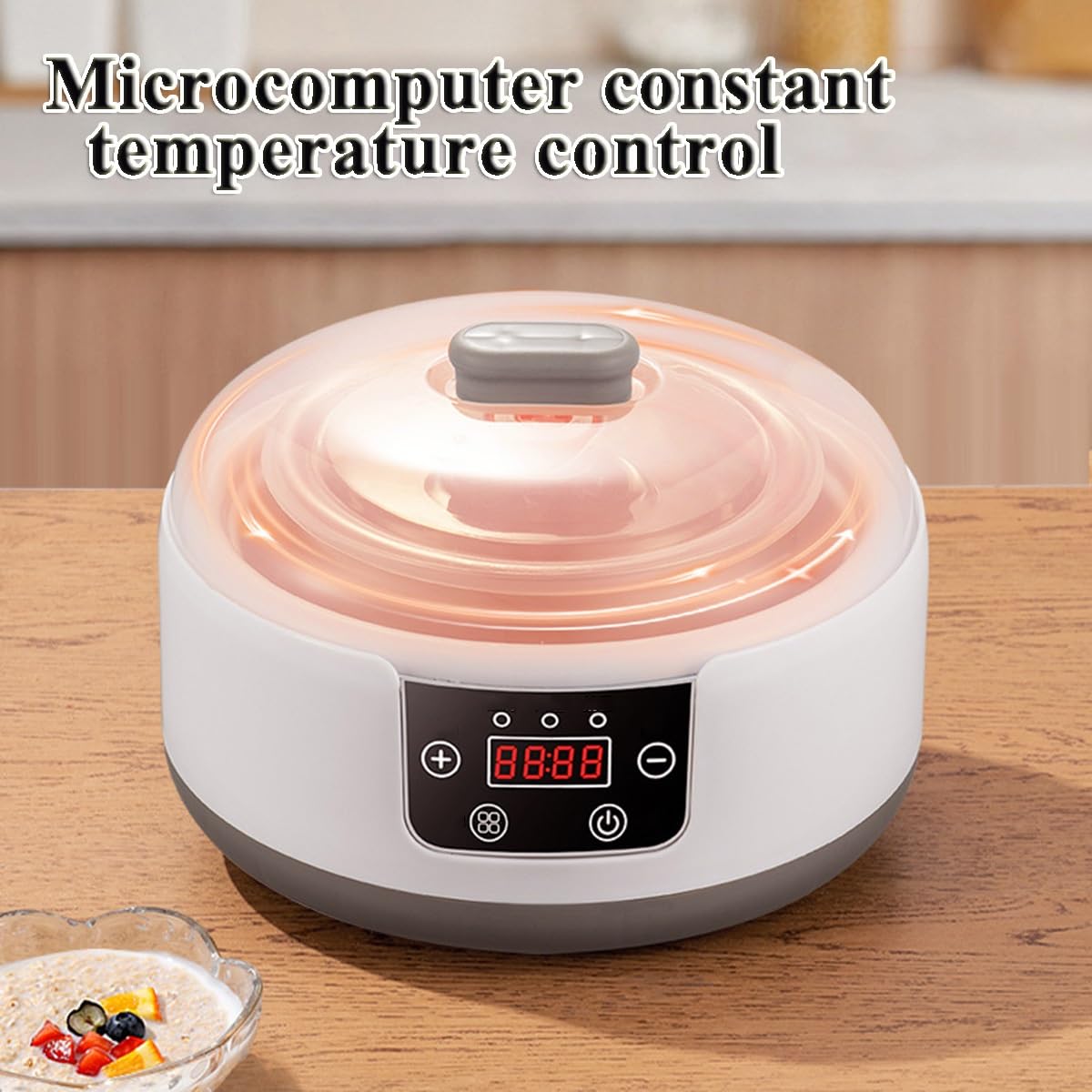 Yogurtera Automática a Temperatura Constante, Yogurtera con Control de Temperatura y Tiempo Ajustable, Yogurtera Automática Digital con 8 Tarros de Vidrio