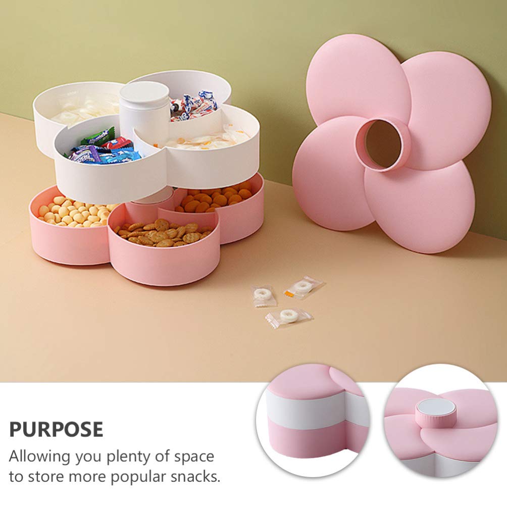 DOITOOL 1pc Petal-Shaped Rotating Candy Box Container Non- Base for Dried Fruits Nuts and Sweets Food-Grade Design for Parties and Storage