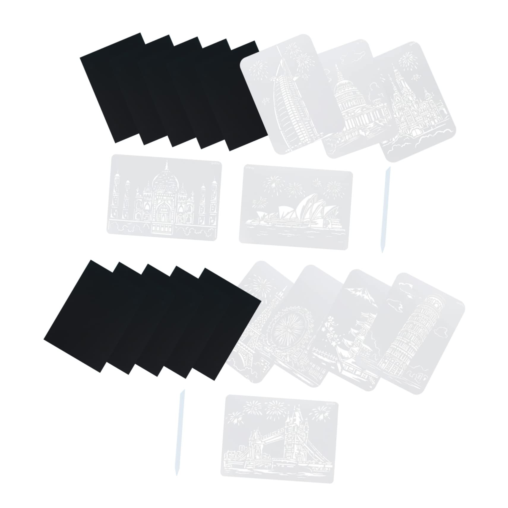 KALLORY DIY Scratch Painting Kit for Boys and Girls Sets Scratch Papers Templates a Size for Creative Art Play