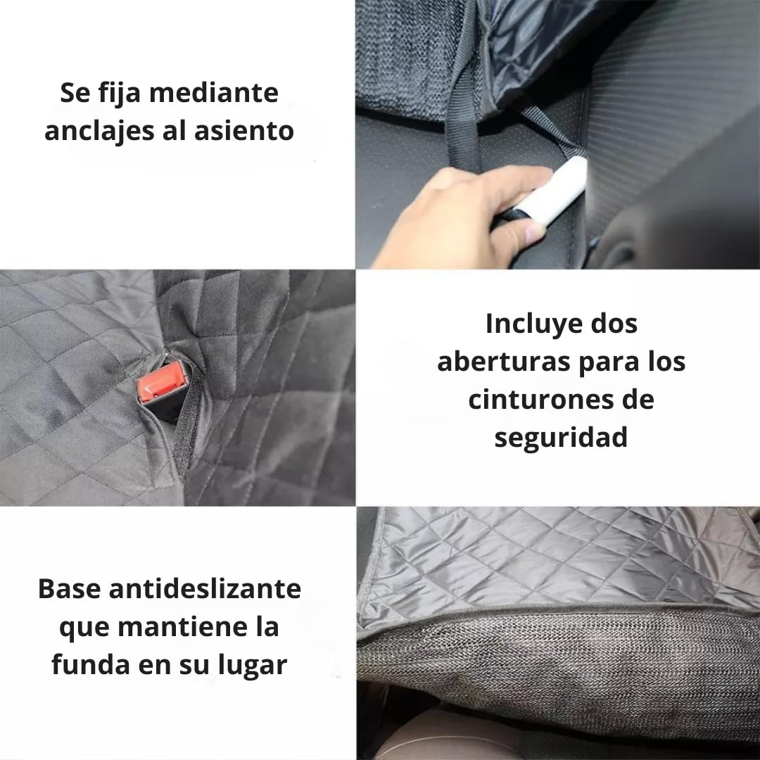 PET&TECH Cubierta Impermeable para Asiento de Coche para Perros; 38x147 cm; Protector Antipelusas, Antideslizante y Plegable – Tela Resistente de 4 Capas – Fácil de Limpiar - 5