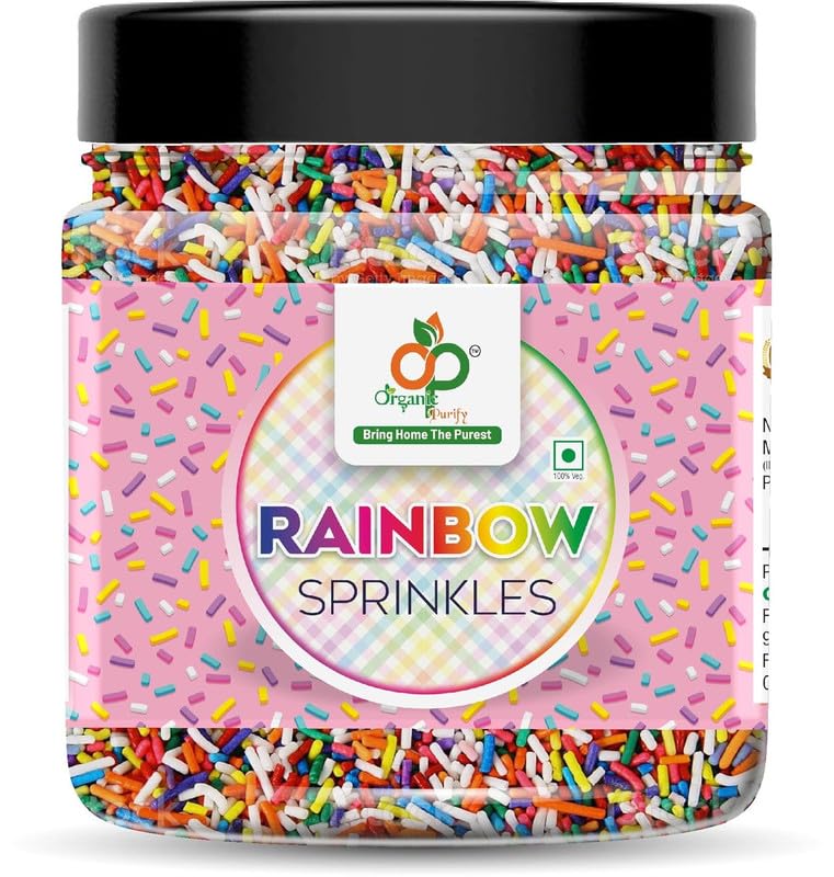 Image of Organic Purify Rainbow Sprinkles for Cake Decoration (Confeito Rainbow Vermicelli Sprinkles) [Jar Pack] 800gm