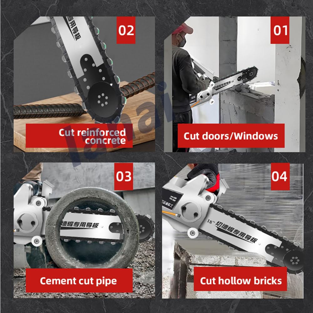 Motosierra eléctrica para hormigón,con Profundidad Corte 35/48 cm,Equipo Industrial para Cortar hormigón con Bomba Agua,Cadenas y Barras guía para Granito,hormigón y Piedra,35cm