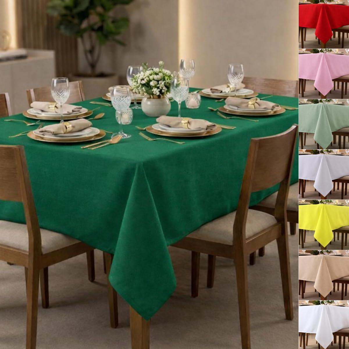Toalha de Mesa 6 Lugares Retangular Lisa Oxford (VERDE)