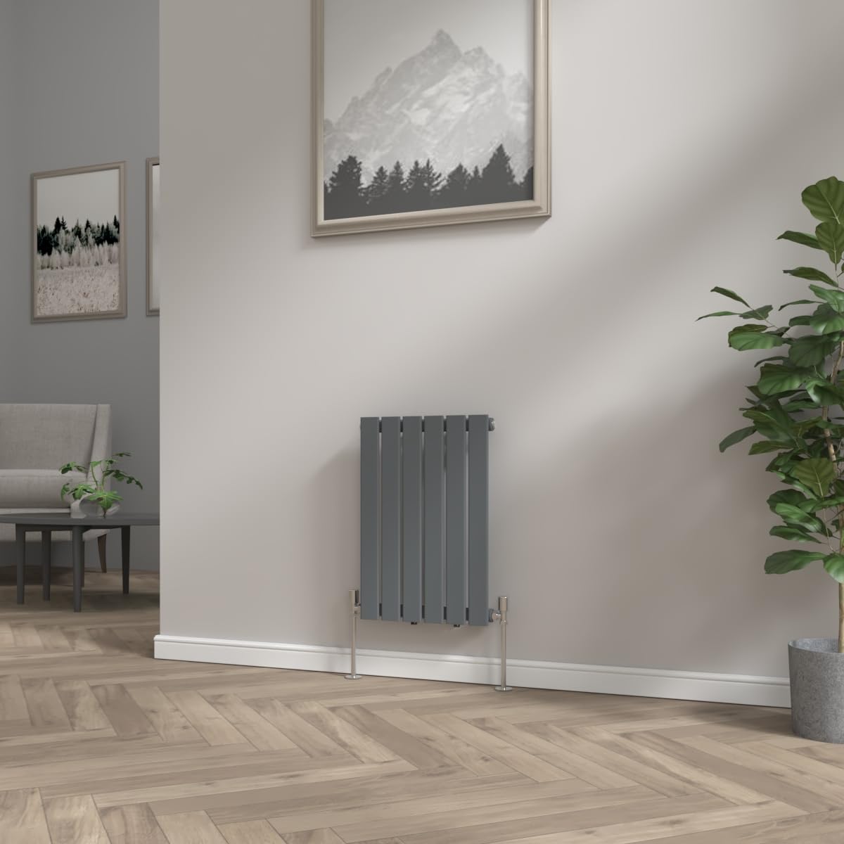 NRG 600x408 mm Anthracite Column Designer Radiator Horizontal Single Flat Panel — image 1