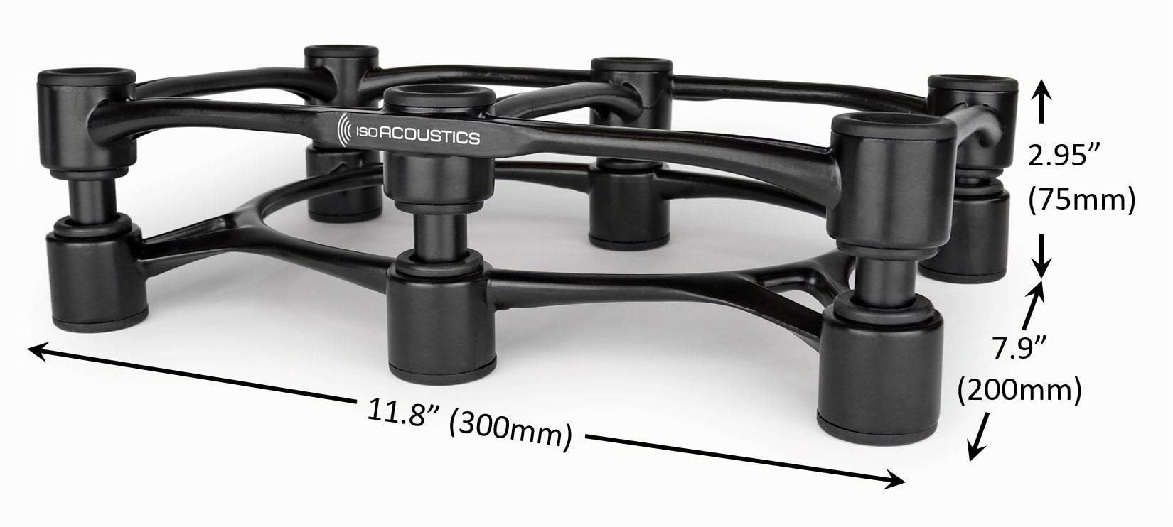 IsoAcoustics Aperta Series - Soportes para Altavoces con Ajuste de inclinación: Aperta300 (30 x 20 cm) Negro